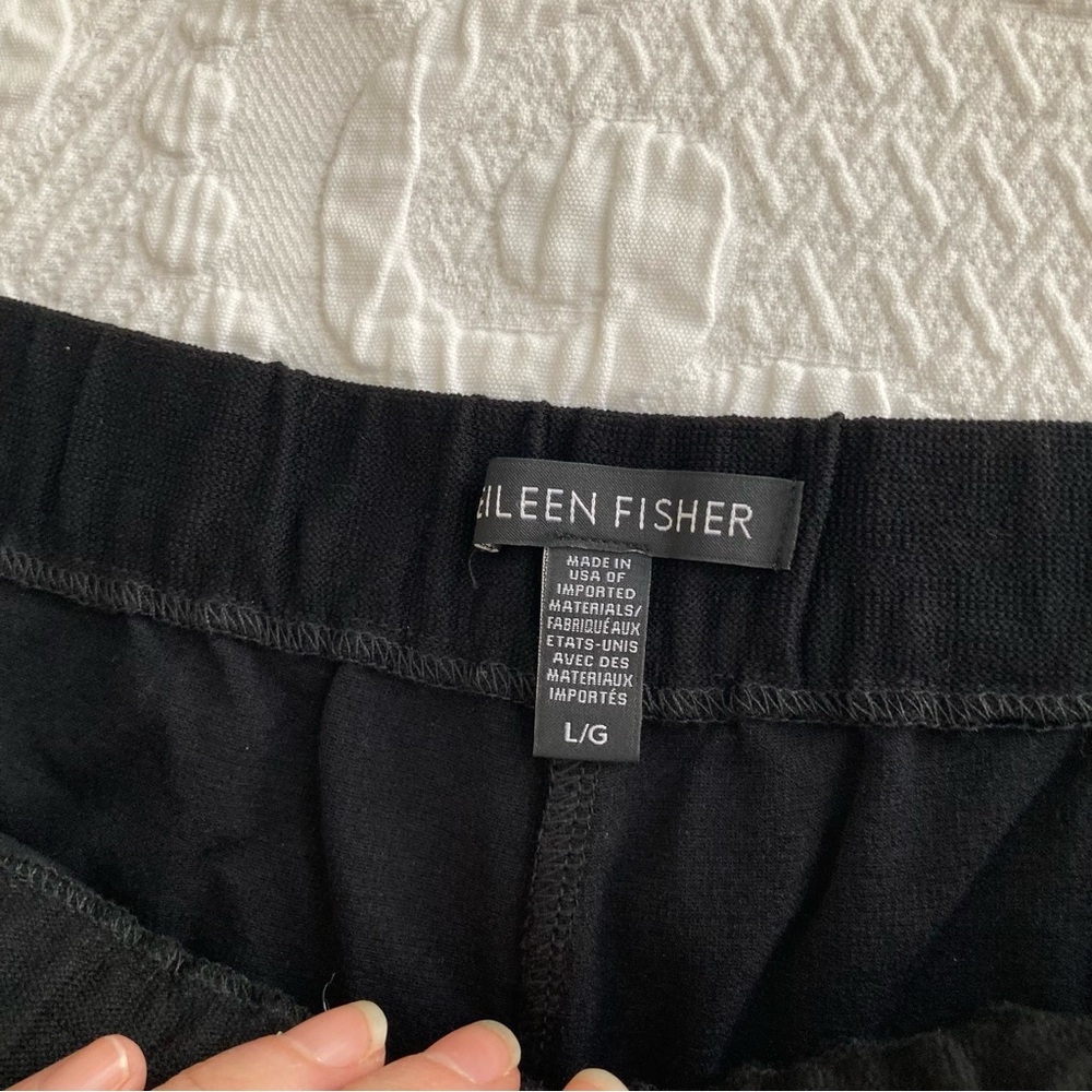 Eileen Fisher Black Cropped Wide-Leg Tie-Front Pants - Picture 2 of 13